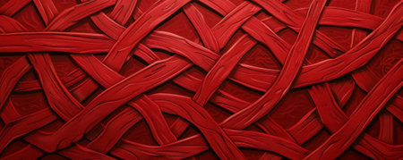 A vibrant red background featuring a pattern of interlocking lines, adding complexity and depth to the design.の素材