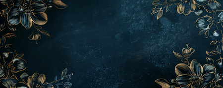 Beautifully crafted vintage floral frame, hand-drawn on a sapphire dust background, suitable for various elegant and artistic designs.の素材