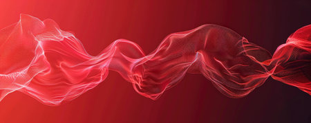A bright red background with a subtle wave pattern, adding movement and interest without overpowering the color.の素材