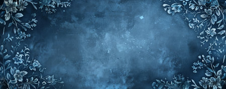 Beautifully crafted vintage floral frame, hand-drawn on a sapphire dust background, suitable for various elegant and artistic designs.の素材