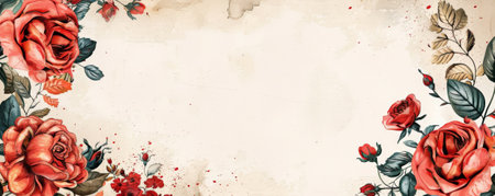 A hand-drawn vintage floral frame on a cream dust background, perfect for various elegant and sophisticated designs.の素材