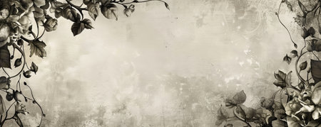 Hand-drawn vintage floral frame on a silver dust background, creating an ideal element for elegant and classic design projects.の素材