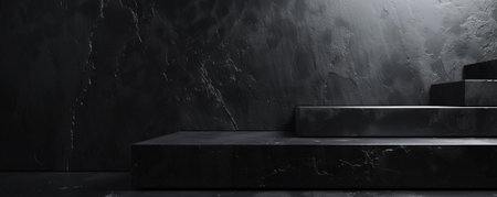 A bold black background with a faint shadow effect, providing a sense of space and depth.の素材