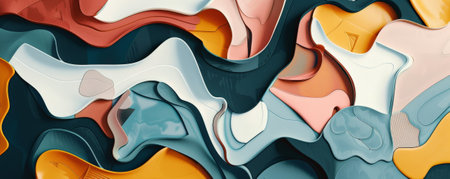 An abstract texture with a mix of bold shapes and fluid lines, perfect for creating dynamic and modern wall decor.の素材