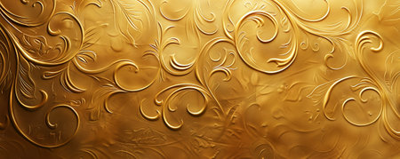A gold background with a subtle embossed pattern, adding depth and texture to the design.の素材