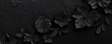A pure black background with a subtle embossed texture, providing a touch of sophistication and elegance.の素材