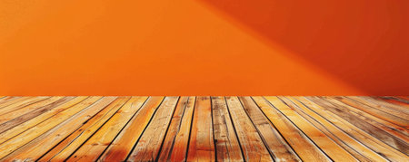Warm orange wooden floors backdrop, offering a cheerful and inviting atmosphere for your website or wallpaper designs with room for text or graphics.の素材