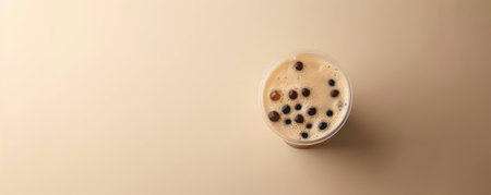 Mockup. Bubble tea on a light ivory background, creating an elegant and sophisticated atmosphere for your design.の素材