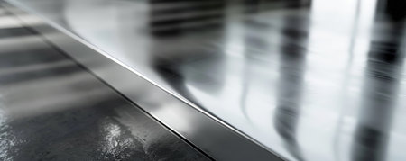 A smooth, polished steel surface with clean lines and a sleek, modern aesthetic.の素材
