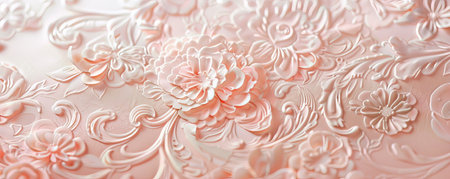 A delicate patterned pink paper backdrop, adorned with soft and intricate designs, perfect for feminine and gentle themes.の素材