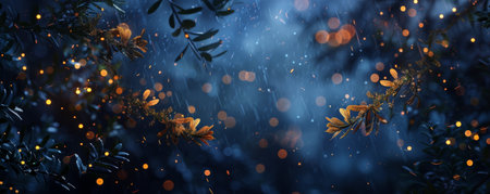 An end-of-the-week greeting on a deep navy surface, featuring twinkling lights and a calm, night-time aesthetic.の素材