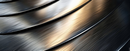 A shiny, brushed metal background with clean lines and a sleek, modern aesthetic.の素材