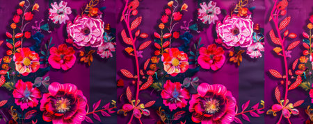 A striking patterned magenta paper backdrop, adorned with vibrant designs and textures, perfect for bold and creative themes.の素材