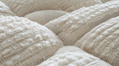 A cream textured background with a soft, quilted texture. The padded design adds a sense of comfort and warmth.の素材