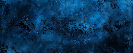 A dark cobalt background with a textured, grungy appearance, featuring scratches and splatters in shades of black and dark blue.の素材