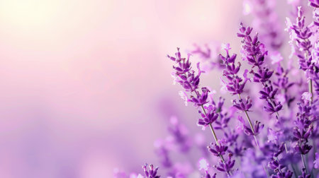 A lavender background with a gradient from lavender to white, creating a light and airy effect. The gentle transition enhances the calming quality of the color.の素材