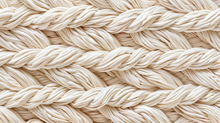 A pearl color background featuring a fine, braided rope pattern. The interwoven strands add a touch of rustic elegance.の素材