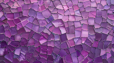 A lilac abstract background with a mosaic pattern, composed of small, irregularly shaped tiles in different shades of lilac. The intricate design adds visual interest and complexity.の素材