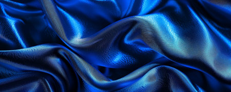A vibrant cobalt background with subtle textures of fabric, like silk or velvet, creating a luxurious and tactile visual effect with highlights and shadows.の素材