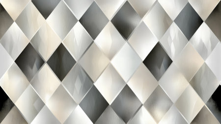 A diamond background featuring a geometric pattern of diamond shapes in varying sizes and shades of silver and grey. The symmetrical design adds a modern and sophisticated touch.の素材