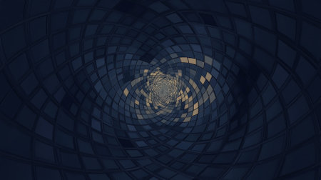 A diamond background with a pattern of diamond shapes arranged in a spiral on a navy blue background. The swirling design adds depth and movement.の素材