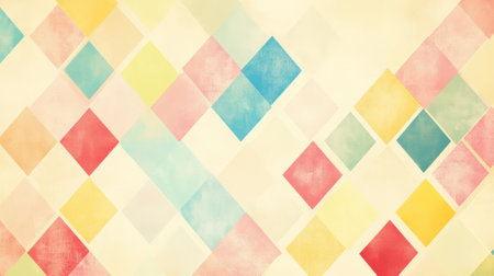 A diamond background with a pattern of diamond shapes arranged in a grid on a pastel yellow background. The bright and cheerful design adds a modern touch.の素材