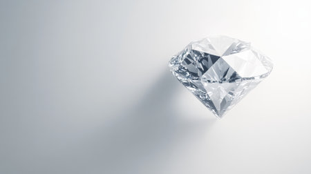 A diamond background showing a minimalist design with a single diamond shape centered on a white background. The simplicity emphasizes the elegance and clarity of the diamond.の素材