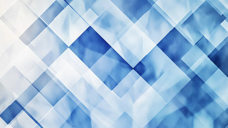 A diamond background showing a geometric pattern of overlapping diamond shapes in various shades of blue on a white background. The modern design adds visual interest and complexity.の素材
