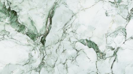 A high-resolution texture of white Italian marble with delicate green veins. The subtle contrast and intricate patterns give the marble a soft and elegant look.の素材
