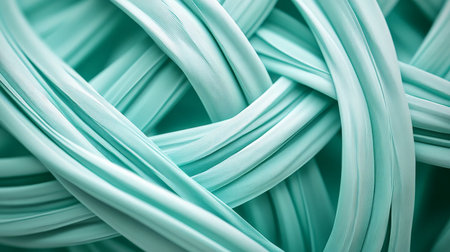 A mint abstract background showing a fine, braided pattern. The interwoven strands add a touch of intricacy and elegance.の素材