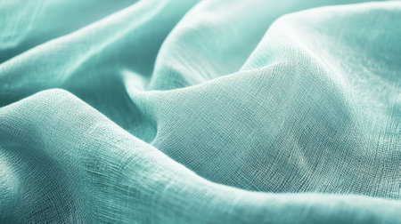 A mint abstract background featuring a fine, woven fabric texture. The delicate threads add a sense of warmth and comfort.の素材