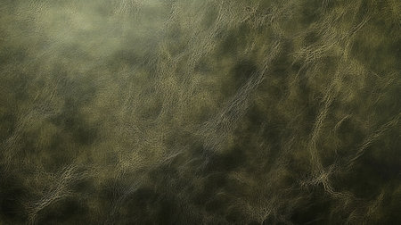 An olive abstract background featuring a fine, leather texture. The subtle grain and sheen create a sophisticated and luxurious look.の素材