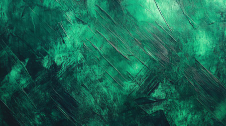 An emerald textured background with a bold, brushstroke pattern. The dynamic lines and varying shades of emerald green add an artistic and expressive feel.の素材