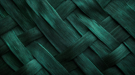 An emerald textured background showing a fine, braided pattern. The interwoven strands and deep green tones add a touch of intricacy and elegance.の素材