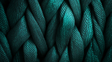 An emerald textured background showing a fine, braided pattern. The interwoven strands and deep green tones add a touch of intricacy and elegance.の素材