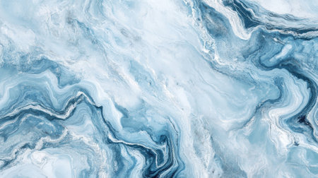 Italian marble texture featuring a mix of blue and gray swirls on a light blue background. The cool tones and intricate patterns give the marble a serene and elegant appearance.の素材