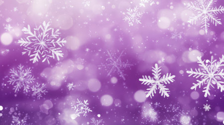 Snow-covered purple background with delicate white snowflakes, creating a magical Christmas winter design. The purple hue adds a whimsical, festive touch.の素材