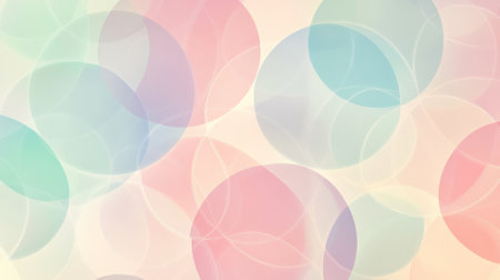 A geometric pattern with overlapping circles in pastel hues, creating a soft and harmonious background.の素材