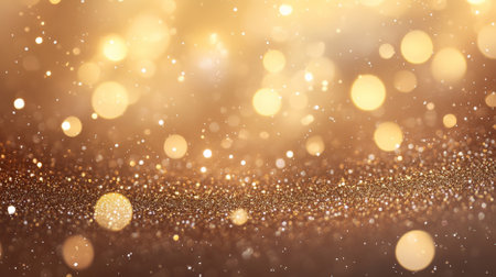 A gold background with subtle sparkles. The scattered glitter adds a festive, luxurious touch.の素材