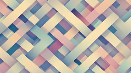 A geometric pattern with interlocking squares in pastel colors, creating a soft and visually pleasing background.の素材