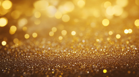 A gold background with subtle glitter accents. The scattered glitter adds a touch of sparkle and luxury.の素材