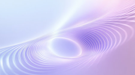A calming abstract background featuring a spiral sound wave rhythmic line in shades of lavender and light blue, forming a soothing and rhythmic pattern.の素材