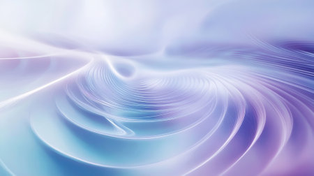 A calming abstract background featuring a spiral sound wave rhythmic line in shades of lavender and light blue, forming a soothing and rhythmic pattern.の素材