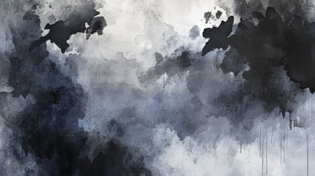 A refined abstract art background featuring watercolor stains in elegant shades of gray and black, creating a sophisticated and modern aesthetic.の素材