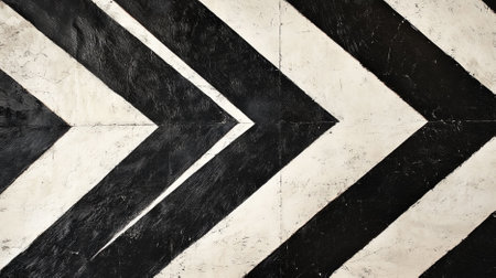 A striking geometric pattern with chevron lines in contrasting black and white, creating a bold and eye-catching design.の素材