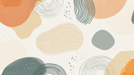 Scandinavian abstract pattern with clean lines and natural hues, creating a serene and stylish background.の素材
