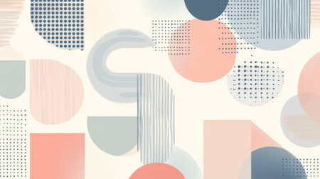 Minimalist abstract pattern in Scandinavian style with geometric shapes and soft pastels, creating a modern and elegant background.の素材