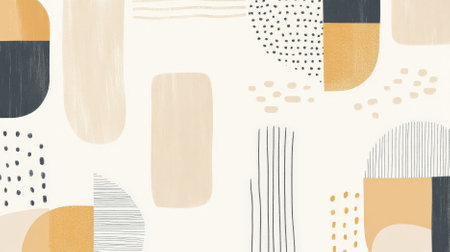Scandinavian abstract pattern with simple lines and shapes in neutral tones, creating an elegant and modern background.の素材