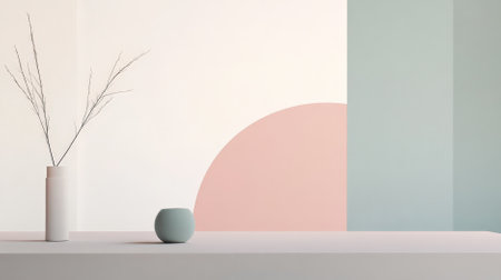 Minimalist Scandinavian design with simple lines and soft pastels, creating a modern and elegant background.の素材