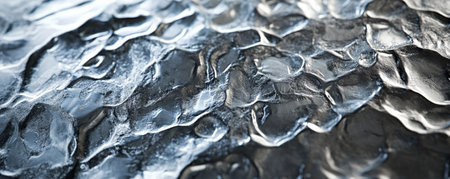 A silver surface with a hammered texture, creating a dimpled effect. The texture is prominently visible, with light reflecting off the uneven, pitted surface.の素材